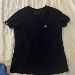 Figs Deep Blue V-Neck Scrub Top